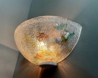 Par de lámparas de pared vintage de Murano de la década de 1990, realizadas en cristal graniglia con láminas de colores.