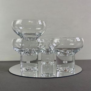 Set of four vintage heavy crystal glasses, Scandinavian design, 1970s.