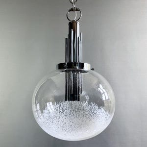 Space Age Murano glass and chrome pendant light, attributed to Carlo Nason for Mazzega, 1970s.