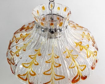XXL Carlo Nason Murano hand-blown art glass flower-shaped four-light chandelier, Italy 1970s.