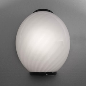 Italian Murano 1970s ceiling/wall one light lamp. Hand-blown white and grey swirled glass and metal.