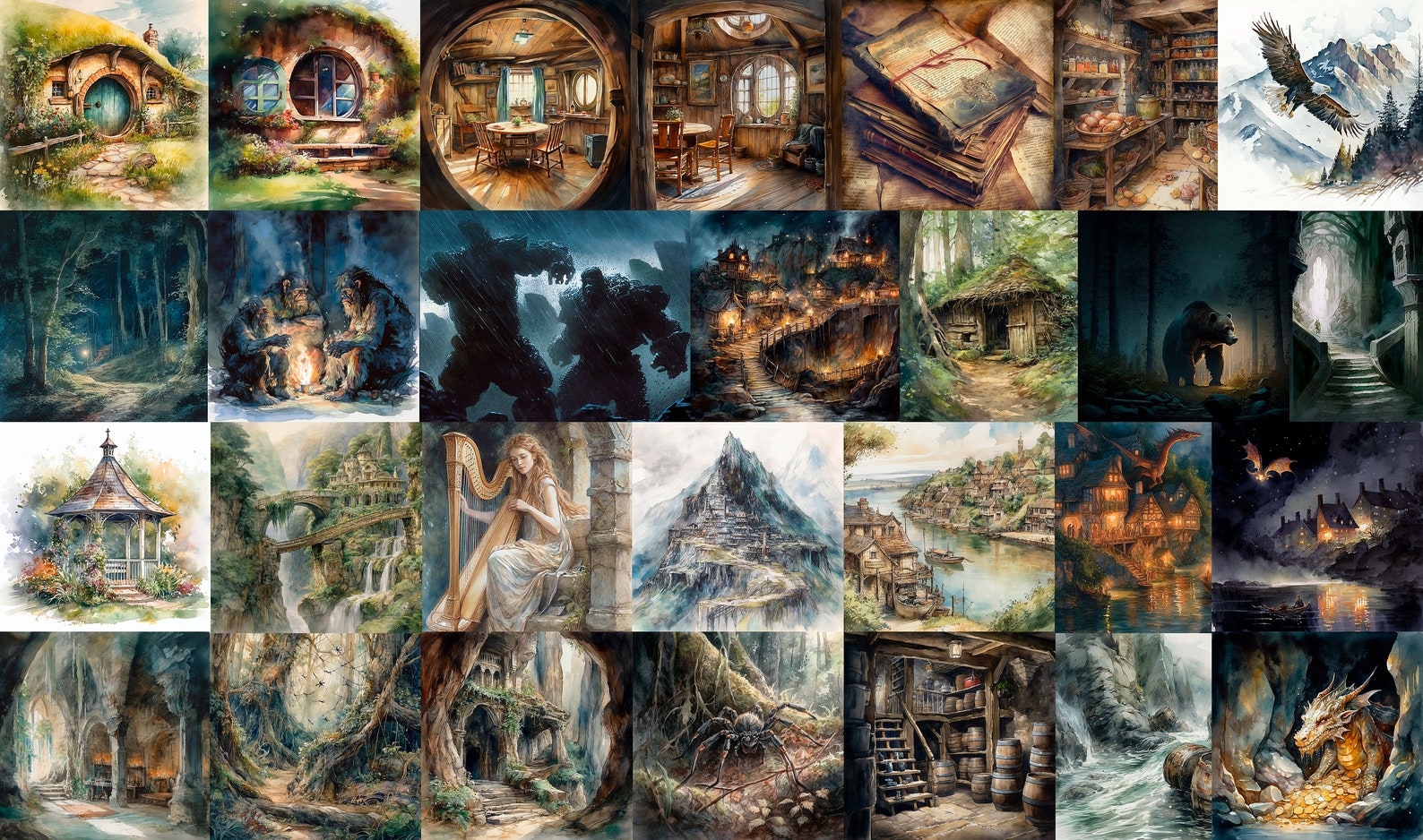 Middle Earth Clipart: Hobbit & Lord of the Rings Backgrounds (digital ...