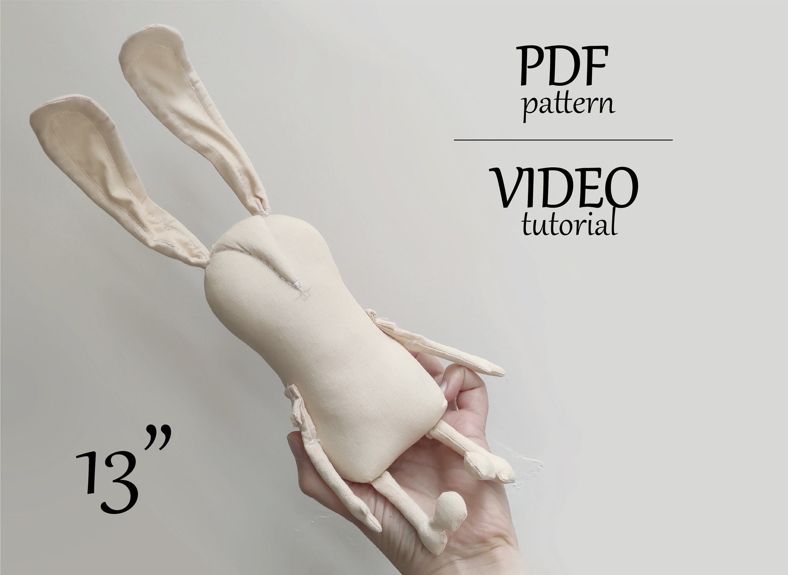 Rabbit PDF Sewing Pattern DIY Video Tutorial Bunny E-pattern Digital ...
