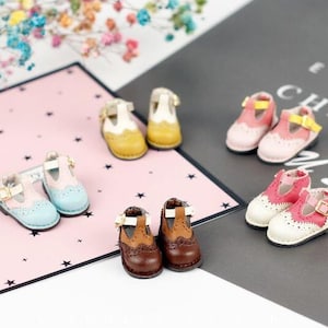 Doll Shoes Blythe Shoes,OB11, Azone S/M,Licca, Lati Yellow Leather Shoes