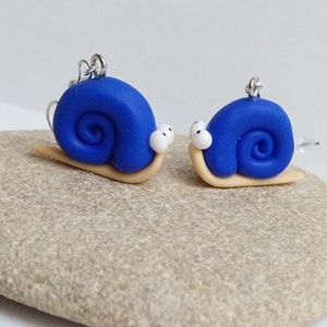 snail earrings, snail earrings, fimo clay, snails, snail, snail jewelry, funny gift, blue