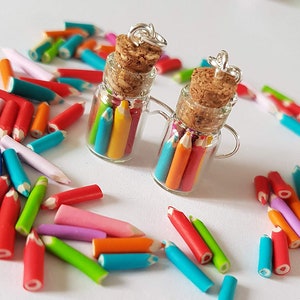 Gracias maestra botella de mini lápices multicolores divertidos originales atsem, tematica escolar, pendientes de maestra, maestra de escuela, gracias