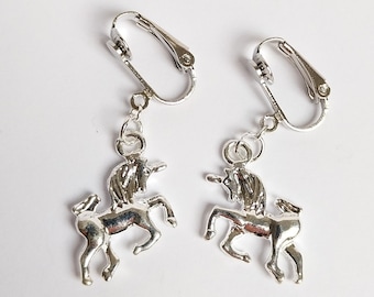 unicorn clip earrings riding little pony light child clips