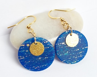 blue earrings, round earrings, original gift for women