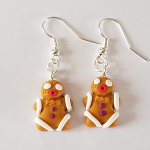 Christmas earrings, gingerbread, ti biscuit, gingerbread man, Christmas theme, Christmas earrings, fimo dough, Christmas gift, twists
