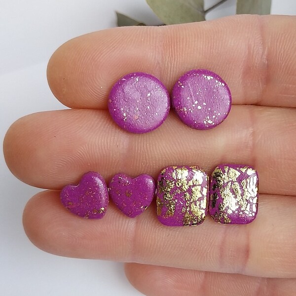 flea earrings, purple, Mother's Day, nail, flea earrings, fimo, ear fleas