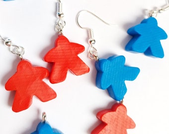 boucles d'oreilles meeple,jeu de société,jeu de plateau,boucles d'oreilles pions,soirée jeux de société,boucles d'oreilles originales,fimo