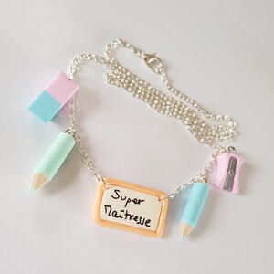 Amante del collar, súper amante, amante del regalo, pastel, lápiz de colores, pizarra, regalo escolar, fin de año escolar, joyería amante