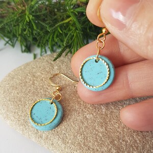 turquoise earrings,original earrings,small earrings,golden circle
