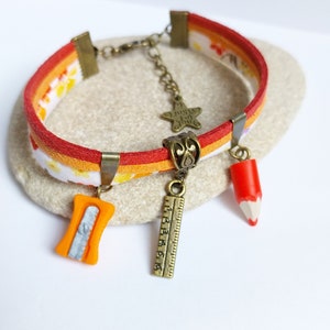 bracelet maîtresse ,cadeau maîtresse,bracelet école orange