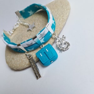 bracelet maitresse, cadeau maitresse,cadeau ecole,cartable,theme école,turquoise