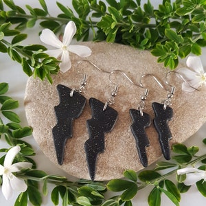 lightning earrings, lightning, storm, fashion earrings, bad mood, glitter, black lightning, small, large