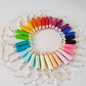 pendientes de lápiz, regalo de fin de curso, colegio, pendientes de profesor, regalo para profesor, regalo original para profesor, temática escolar, fimo