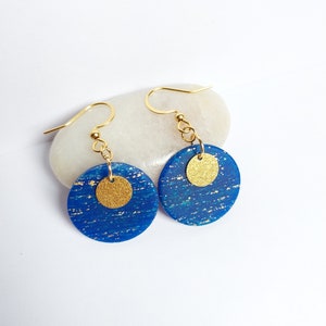 boucles d'oreilles bleu,boucles d'oreilles rondes, cadeau original pour femme image 9