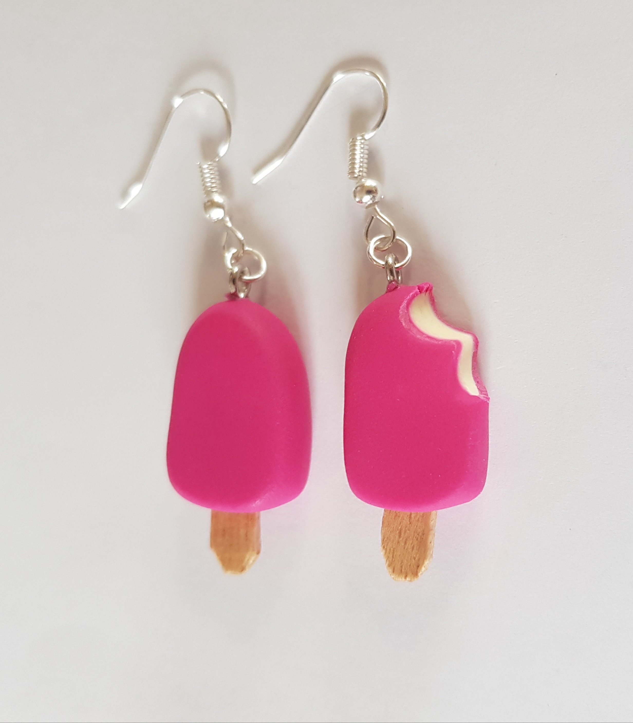 Pink Raspberry and Vanilla Ice Cream Eskimo Earrings in Gourmet