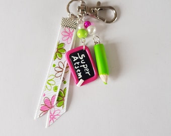 atsem gift, bag jewel, super atsem, pencil and slate, school gift, green and pink, super atsem gift, thank you atsem