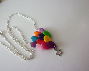 Necklace puffed tone multicolored 'fly me' balloon