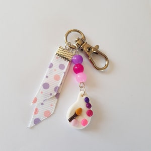thank you teacher, school key ring, teacher bag charm, paint palette, teacher gift, ATSEM gift, artist gift, pink, school theme