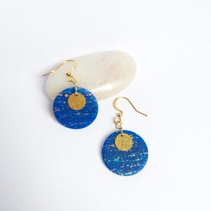 boucles d'oreilles bleu,boucles d'oreilles rondes, cadeau original pour femme image 4