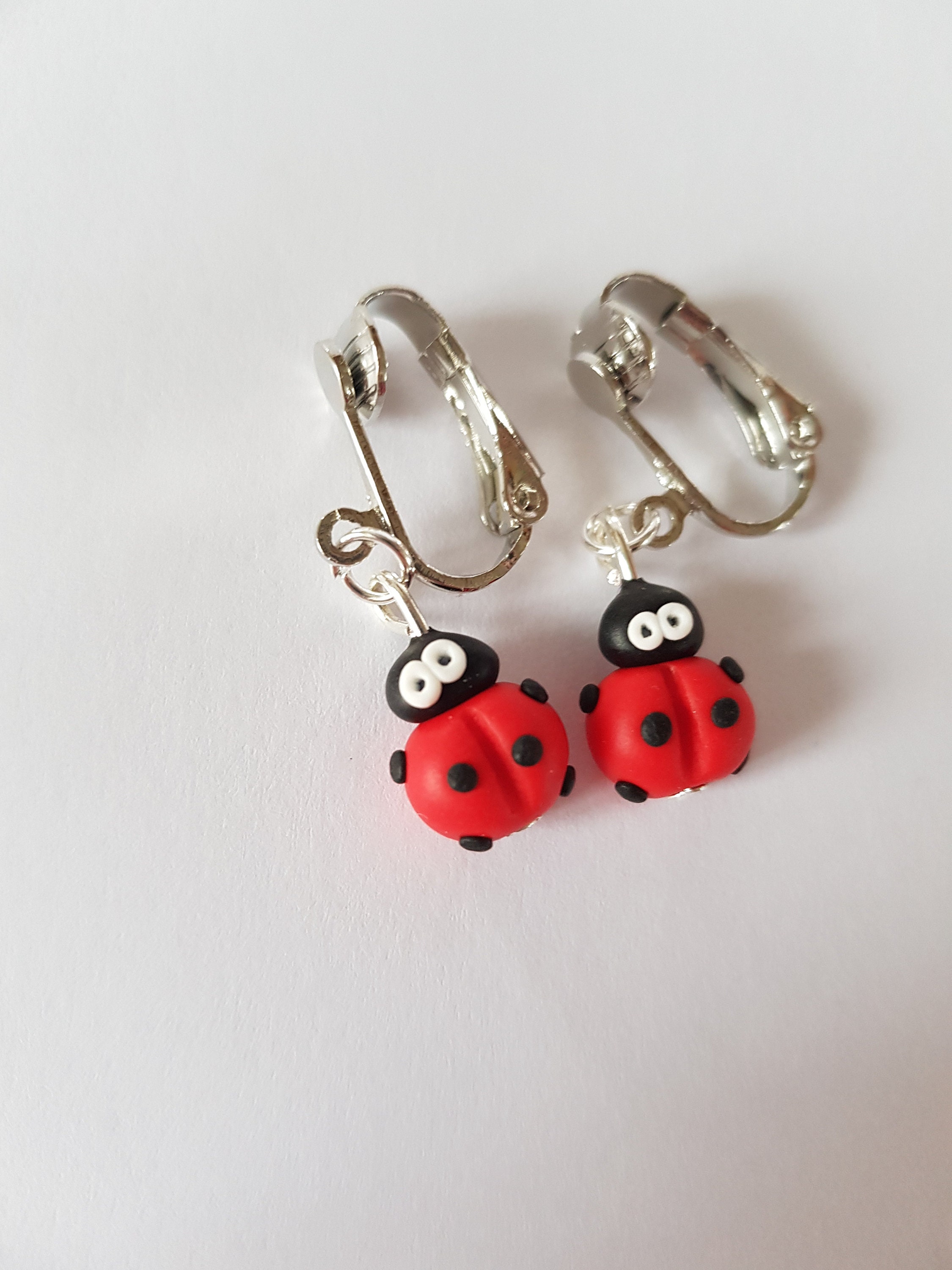 Buy Ladybug Earrings Clip on Earrings No Pierced Ladybird Design Jewellery  with Silver Ear Cuff Black Spot Red Charm for Girl woman Cosplay Metal  crystal at Amazonin