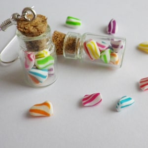 viales de caramelos, cartones multicolores, pendientes, joyería gourmet, regalo de cumpleaños, pendientes de mujer, pendientes de niña, ganchos