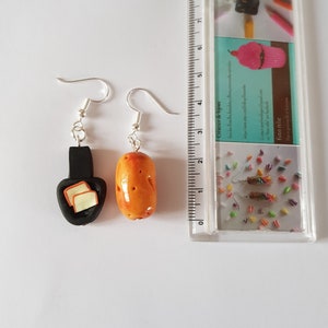 funny raclette pdt cheese earrings mismatched gift idea, mismatched earrings, funny gift, earrings image 2