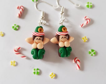 Santa's elves earrings, Christmas gift, elves earrings, elves, funny gift, festive curls, Christmas theme