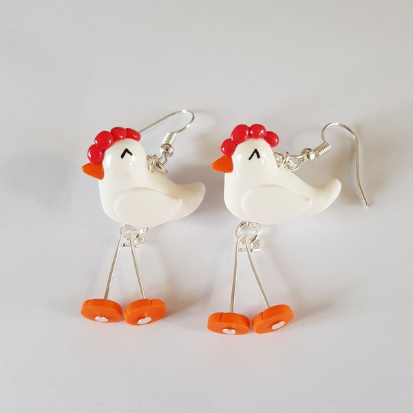 poules en boucles d oreille avec pattes qui bougent poulette cadeau rigolo