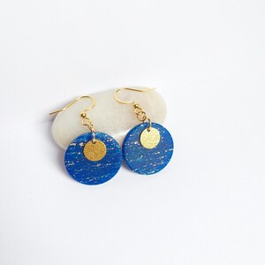 boucles d'oreilles bleu,boucles d'oreilles rondes, cadeau original pour femme image 5