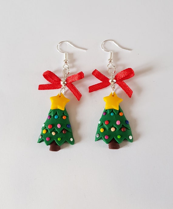 Hecho a mano pendientes de Fimo Santa Padre Regalo de Navidad hecho a pedido