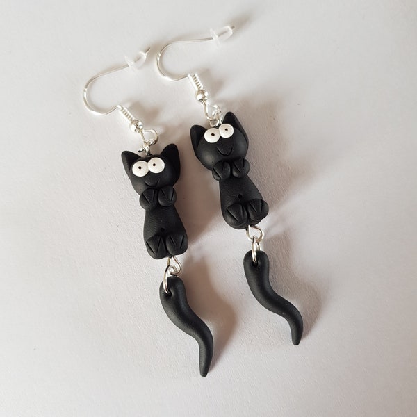 earrings cats, black cats, earrings black cats, cute cats, jewelry cats, funny eyes, fimo