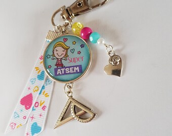 atsem gift, school gift, thank you, super atsem bag jewel, school jewel, heart, atsem gift, thank you atsem, super atsem, cabochon, pastel