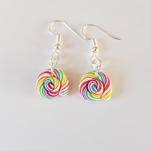 lolipop earrings, multicolored lollipops, lolipop earrings, colorful jewelry, fimo, gourmet jewelry, candy earrings, gift idea