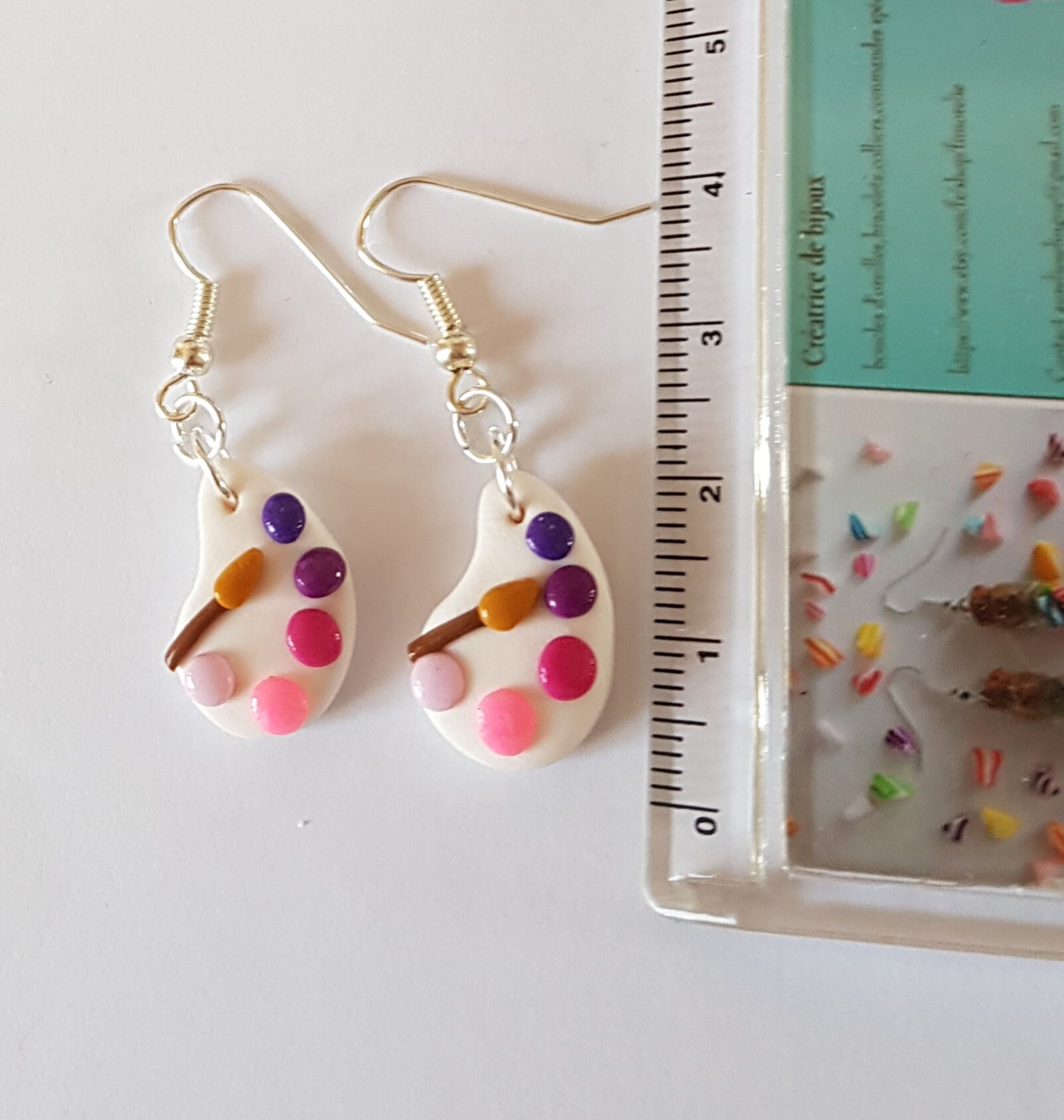 Paint earrings original earrings paint palette and brush Etsy