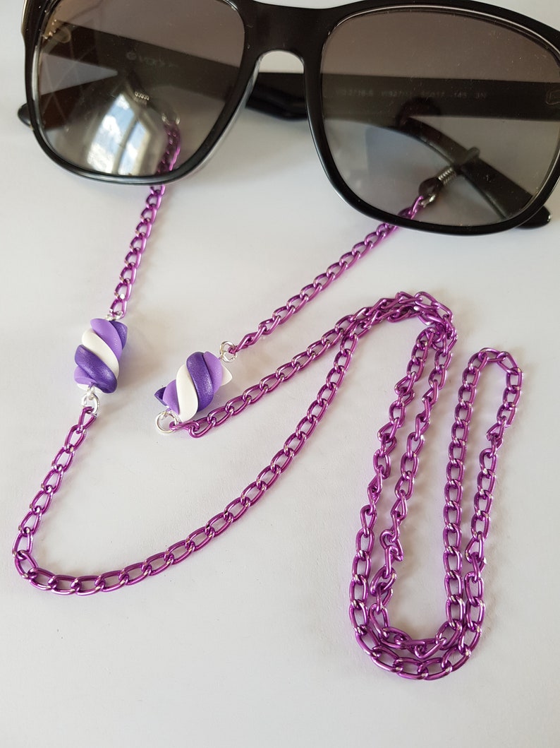 cord glasses, mauve purple chain, marshmallow child gift Christmas idea, Christmas gift, original glasses cord, glasses gift, glasses image 3