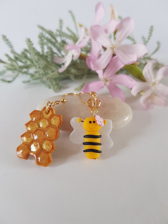 Bee Earrings Original Earrings Bee and Honey Gift Idea Bee Earrings Fimo Christmas Gift Handmade Etsy Canada