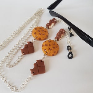 lunette cordon, chaine, original gourmand carré de chocolat croqué nounours  idée cadeau noel