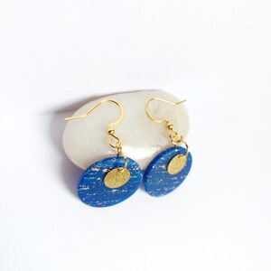 boucles d'oreilles bleu,boucles d'oreilles rondes, cadeau original pour femme image 10