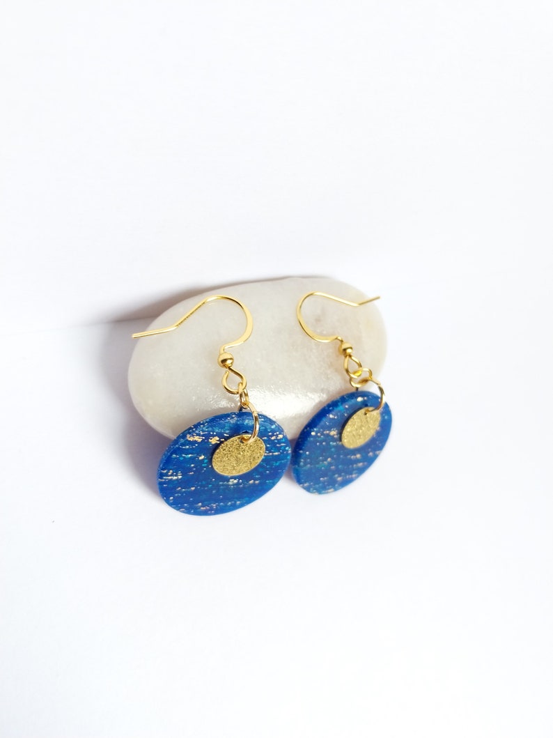 boucles d'oreilles bleu,boucles d'oreilles rondes, cadeau original pour femme image 10