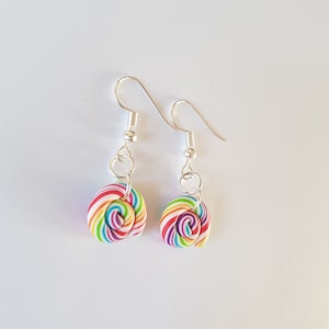 lolipop earrings, multicolored lollipops, lolipop earrings, colorful jewelry, fimo, gourmet jewelry, candy earrings, gift idea image 3