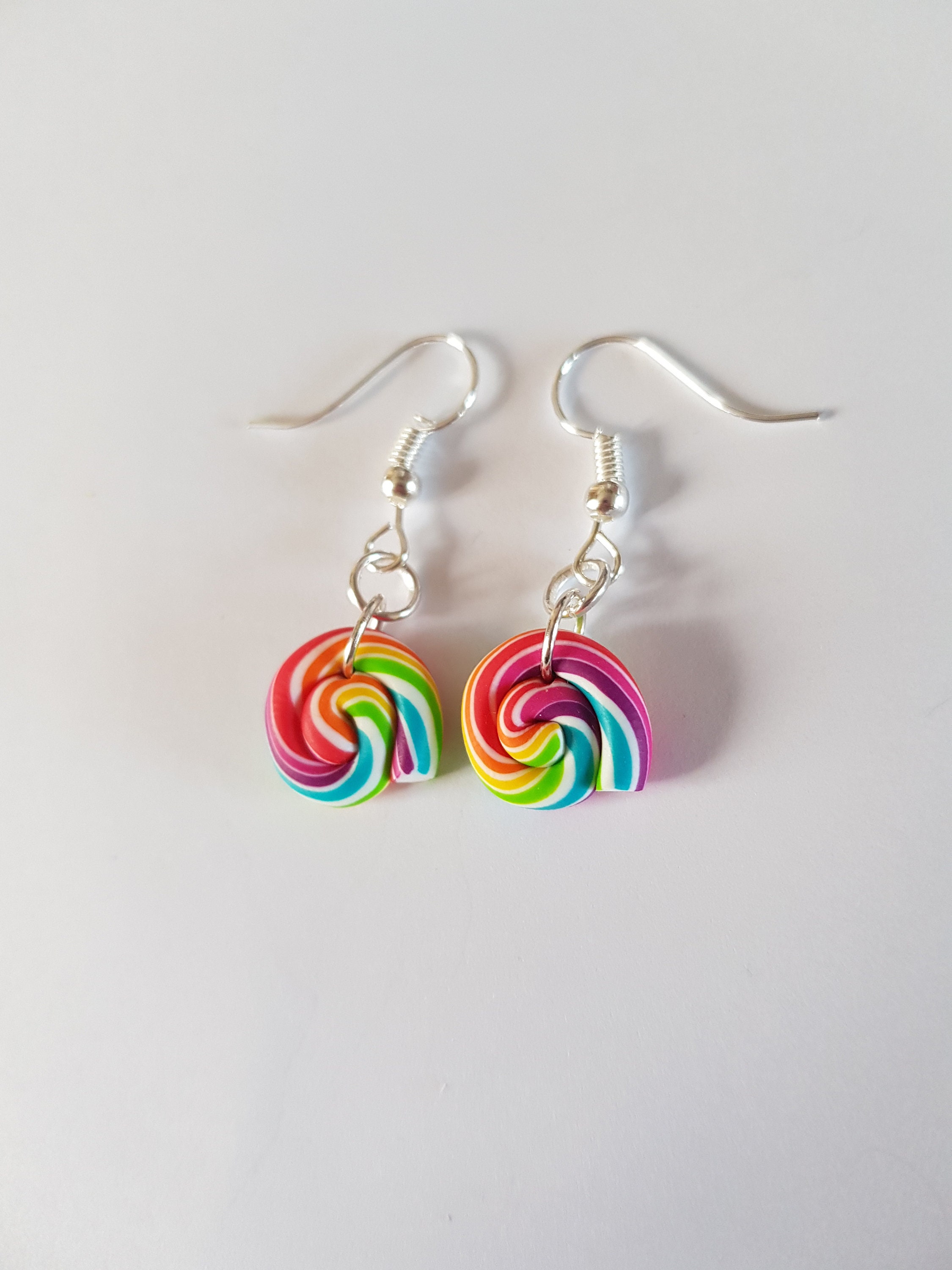 Boucles D’oreilles Pendantes Sucettes En Fimo Multicolore – Neuf Sans Emballage, Dormeuses En Acier