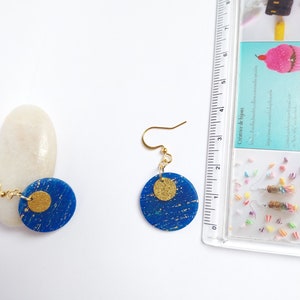 boucles d'oreilles bleu,boucles d'oreilles rondes, cadeau original pour femme image 3