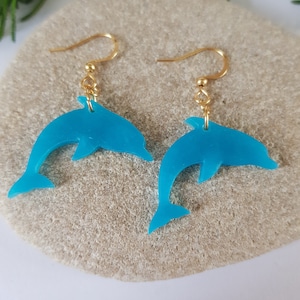 dolphin earrings, dolphin buckles, dolphin jewelry, holidays, original earrings, polymer paste, dolphin gift, turquoise