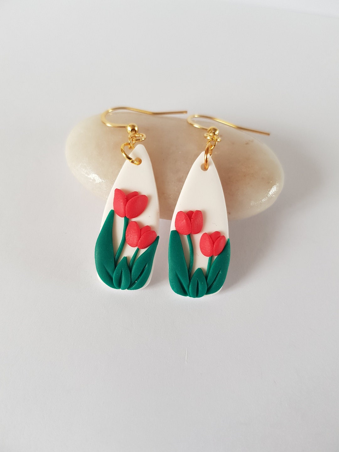 Tulips Tulip Earrings Tulip Curls Flower Earrings Nature Etsy