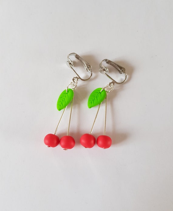 Cherry clip on earrings discount