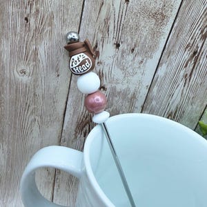 Pot Head Stir Stick, Coffee Addict, Carafe Cup, Brown 3D Silicone Focal Bead, Drink Beverage Stirrer, Fun Gift Friend, Unique Favor, 4617